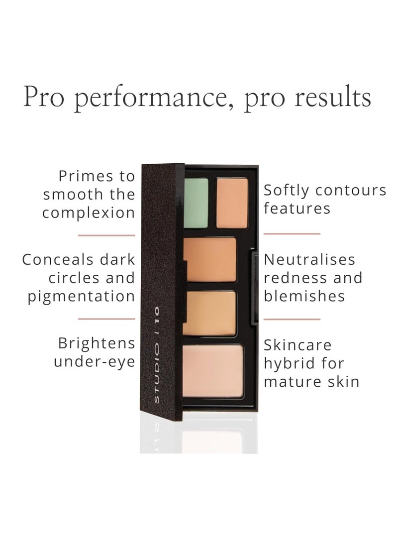 Studio 10 4 in 1 Skin Perfector Colour Corrector Palette for Mature Skin Skin Brightener Colour Correcting Light Medium Shade Cream Concealer Corrector Palette - Image 2
