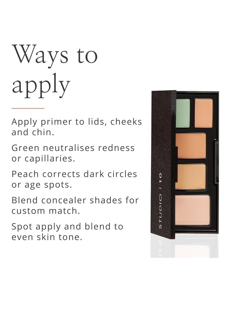 Studio 10 4 in 1 Skin Perfector Colour Corrector Palette for Mature Skin Skin Brightener Colour Correcting Light Medium Shade Cream Concealer Corrector Palette - Image 3