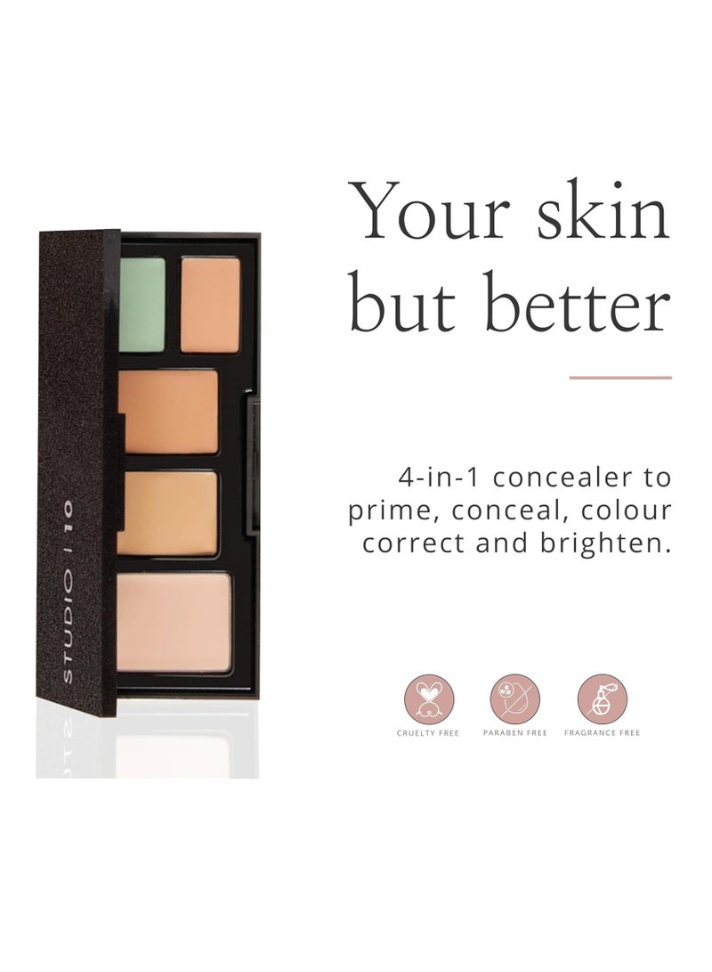 Studio 10 4 in 1 Skin Perfector Colour Corrector Palette for Mature Skin Skin Brightener Colour Correcting Light Medium Shade Cream Concealer Corrector Palette - Image 4