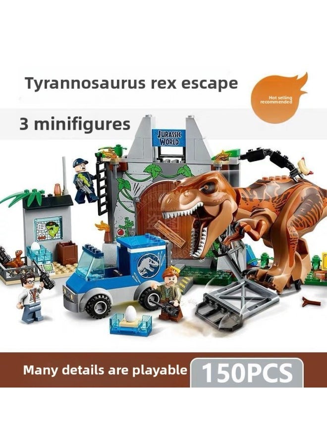 Generic - Jurassic Dinosaur World Tyrannosaurus Rex Escape Boy Assembled Building Blocks Toy-Color:Tyrannosaurus Rex Transport Truck 638 Particles - Image 1