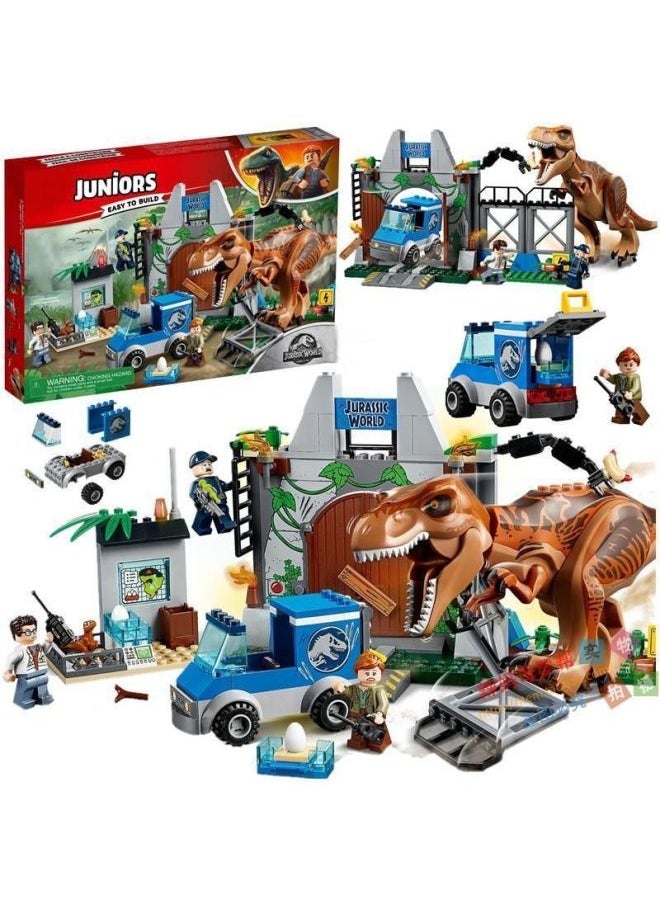 Generic - Jurassic Dinosaur World Tyrannosaurus Rex Escape Boy Assembled Building Blocks Toy-Color:Tyrannosaurus Rex Transport Truck 638 Particles - Image 1
