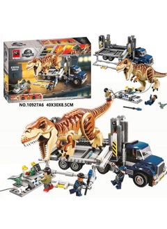 Jurassic Dinosaur World Tyrannosaurus Rex Escape Boy Assembled Building Blocks Toy-Color:Tyrannosaurus Rex Transport Truck 638 Particles
