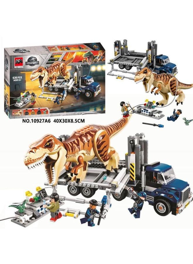 Generic - Jurassic Dinosaur World Tyrannosaurus Rex Escape Boy Assembled Building Blocks Toy-Color:Tyrannosaurus Rex Transport Truck 638 Particles - Image 1