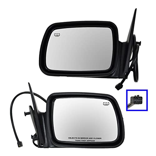 TRQ 2 Piece Driver and Passenger Side Mirror Assembly Set Electric Adjustment Heated No Memory Textured Compatible with 1996-1998 Jeep Grand Cherokee CH1320144 CH1321144 - Image 4