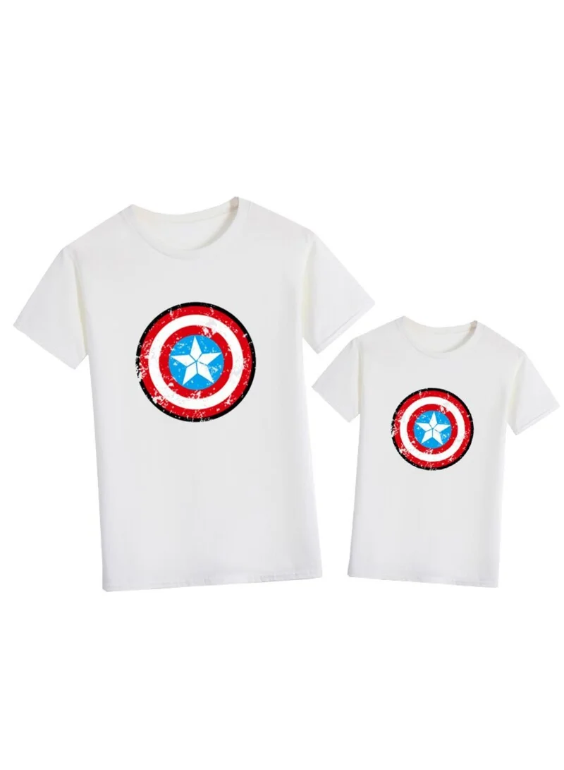 Matching Family Outfits Star Shield Printed White T Shirt 1Pc