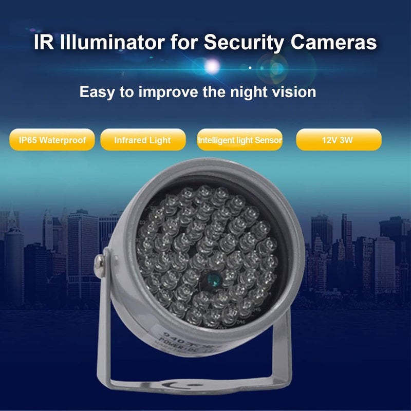 Ashata IR Illuminator, 48 LEDs Night Vision IR Infrared Light for Security Camera CCTV and IP Camera, 60 Degree Wide Angle, Waterproof, Illuminating Distance of 16 to 66ft, Auto Light on Sensor - Image 2