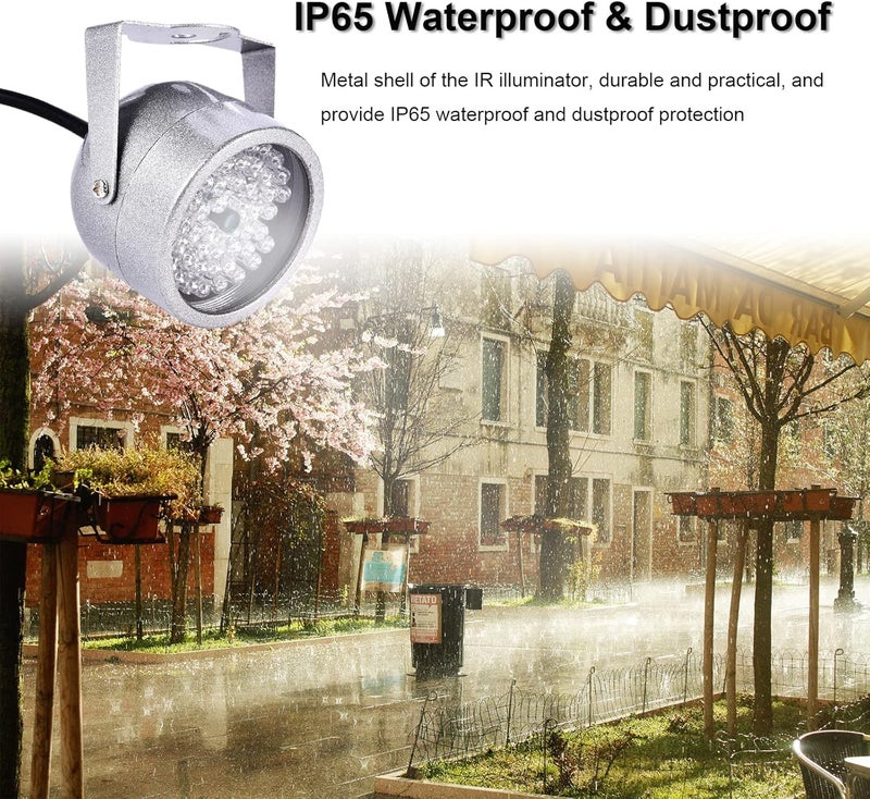Ashata IR Illuminator, 48 LEDs Night Vision IR Infrared Light for Security Camera CCTV and IP Camera, 60 Degree Wide Angle, Waterproof, Illuminating Distance of 16 to 66ft, Auto Light on Sensor - Image 4