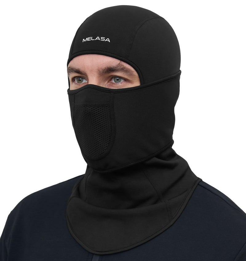 MELASA Winter Balaclava Face Mask for Cold Weather Thermal Fleece Ski Mask with Movable Face Cover for Outdoor Work Skiing Black - Image 1