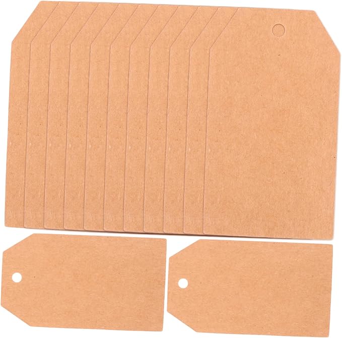200 Pieces Light Brown Kraft Paper Tags Pre Punched For Crafts Writable Labels - Image 1
