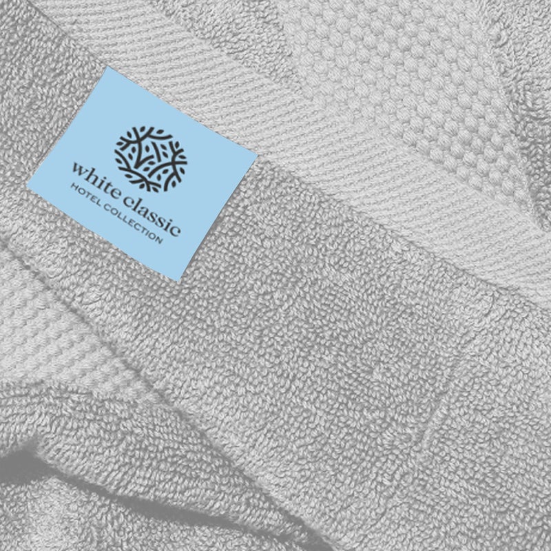 White Classic منشفة يد فاخرة كلاسيكية بيضاء | منشفة حمام فندق قطنية | 16x30 | 6 عبوة | فضي - Image 5