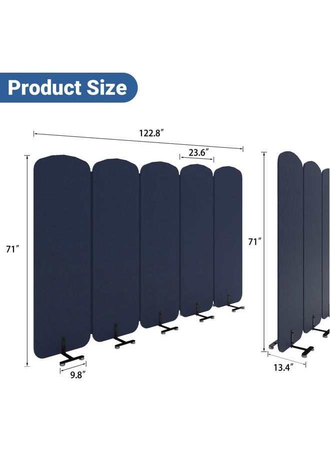 Natwind 3 Panel Room Divider, Portable Office Partition Wall, Folding Cubicle Privacy Screen,73.2 x 71 inch Indoor Freestanding Acoustic Partition, Rolling Temporary Wall for Office - Image 3