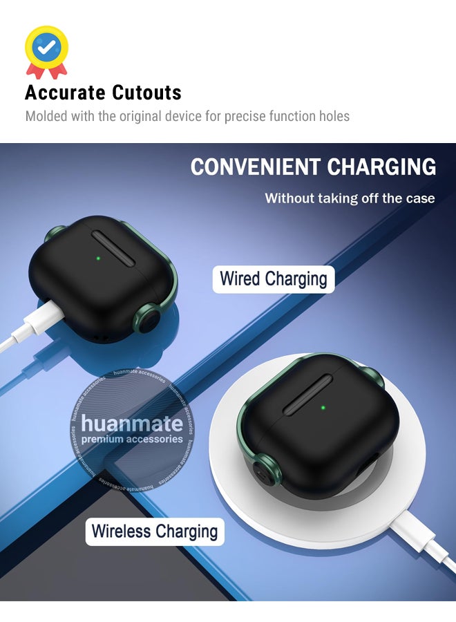 huanmate Apple AirPods 4 Premium Protection Case Cover - Black/Green - Lightweight, Stylish Design, Accurate Cut-outs - Easy to Install & Remove - Durable Shield for Your Apple AirPods 4 - Image 5