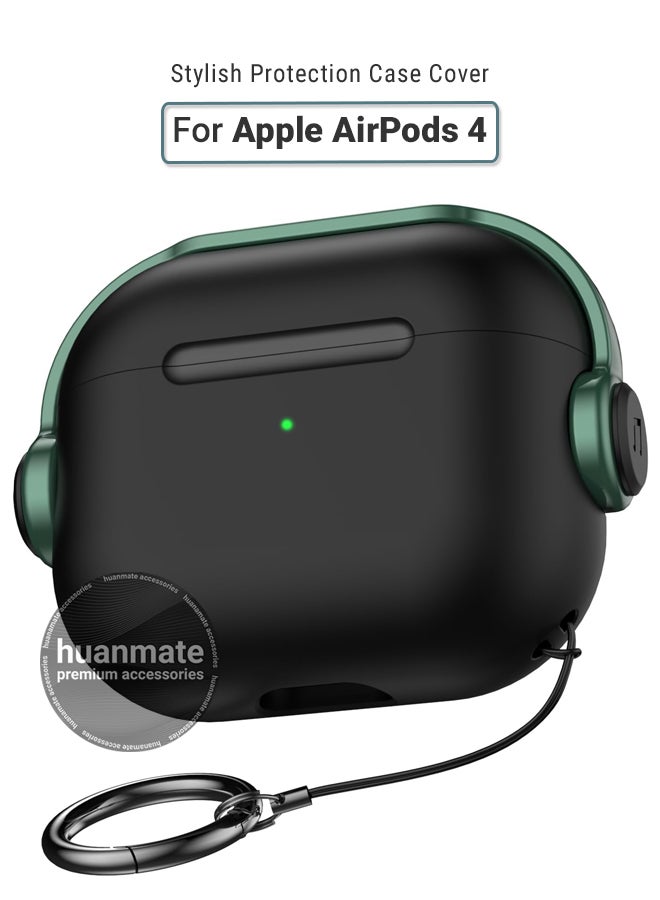 huanmate Apple AirPods 4 Premium Protection Case Cover - Black/Green - Lightweight, Stylish Design, Accurate Cut-outs - Easy to Install & Remove - Durable Shield for Your Apple AirPods 4 - Image 1