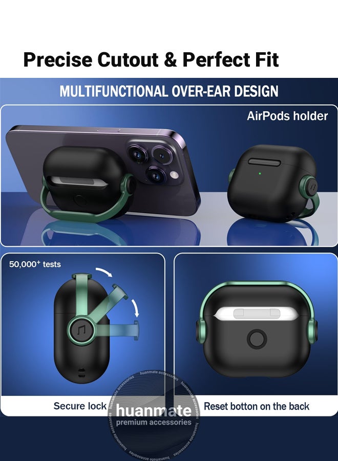 huanmate Apple AirPods 4 Premium Protection Case Cover - Black/Green - Lightweight, Stylish Design, Accurate Cut-outs - Easy to Install & Remove - Durable Shield for Your Apple AirPods 4 - Image 2