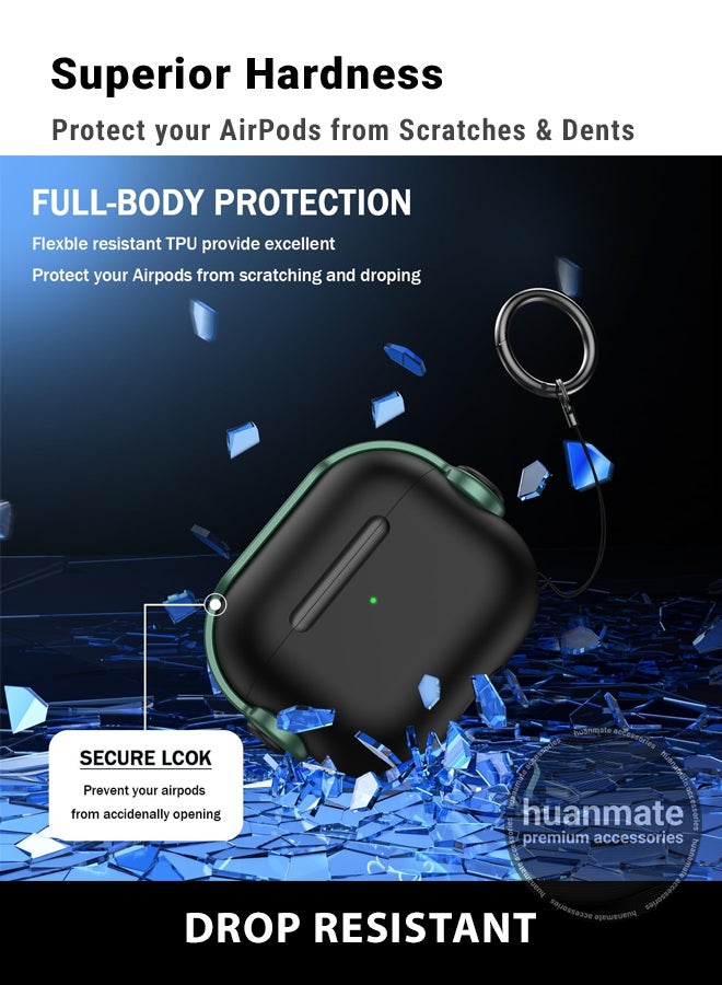 huanmate Apple AirPods 4 Premium Protection Case Cover - Black/Green - Lightweight, Stylish Design, Accurate Cut-outs - Easy to Install & Remove - Durable Shield for Your Apple AirPods 4 - Image 4