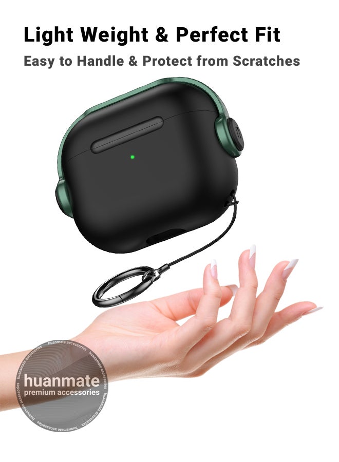 huanmate Apple AirPods 4 Premium Protection Case Cover - Black/Green - Lightweight, Stylish Design, Accurate Cut-outs - Easy to Install & Remove - Durable Shield for Your Apple AirPods 4 - Image 3