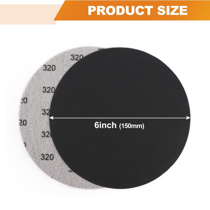 POLIWELL 6 Inch (150mm) 3000 Grit High Performance Waterproof Hook & Loop Sanding Discs Heavy Duty Silicon Carbide Round Flocking Sandpaper for Wet/Dry Sanding Grinder Polishing Accessories, 20-Pack - Image 2