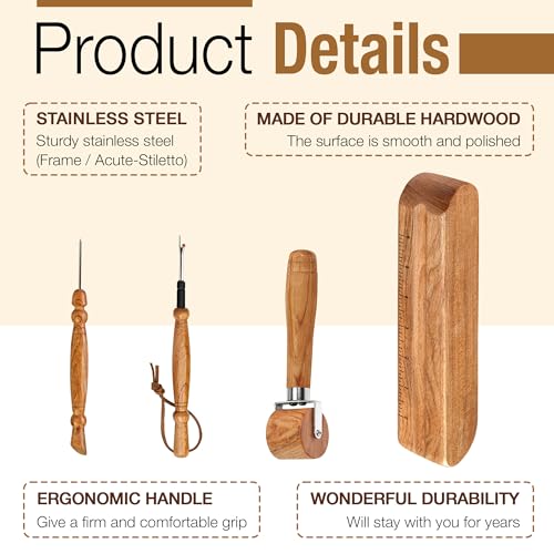 Savina Set 4 - Tailor Clapper/Seam Roller/Stiletto/Seam Rippers for Sewing - Wooden Sewing Quilting Tools - Image 3
