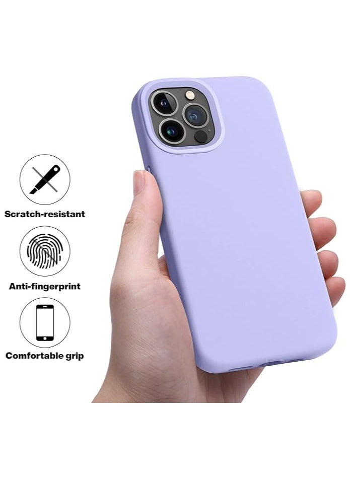 أكاليكس جراب متوافق مع iPhone 13 Pro، جراب هاتف نحيف واقٍ من السيليكون السائل مقاوم للصدمات مع بطانة من الألياف الدقيقة المضادة للخدش، 6.1 بوصة (أرجواني فاتح) - Image 4