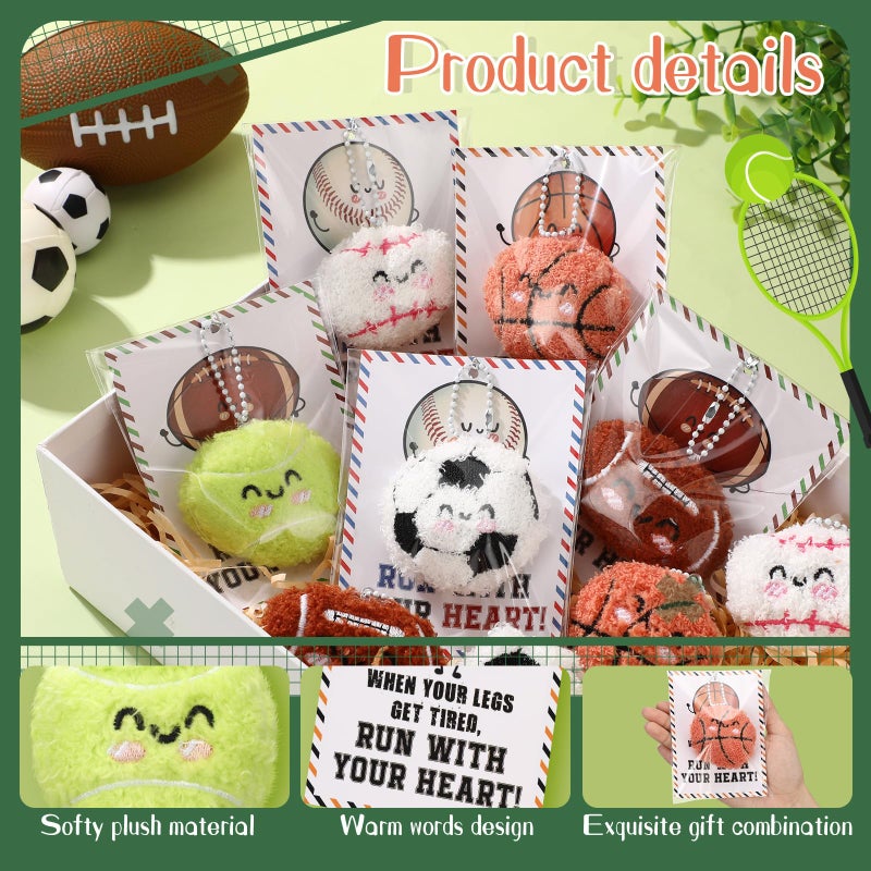 Jenaai 20 Pack Sports Ball Gift Tennis Football Soccer Keychain Bulk with Inspirational Cards Bulk Coworkers Gifts for Team Sport Theme Birthday Party Favors Coach Adults Players Lover - Image 3