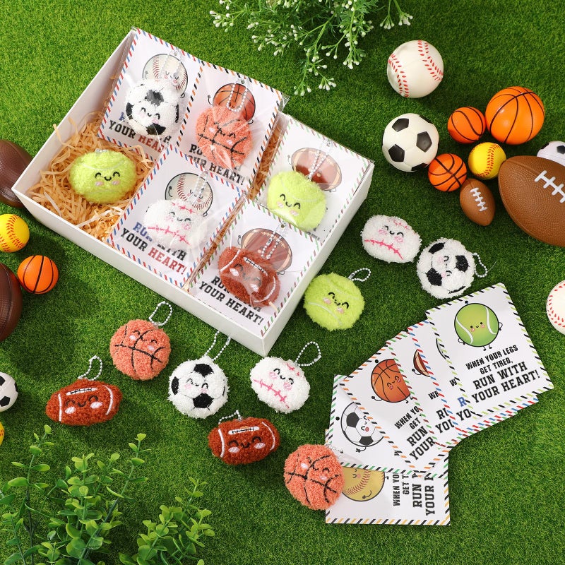 Jenaai 20 Pack Sports Ball Gift Tennis Football Soccer Keychain Bulk with Inspirational Cards Bulk Coworkers Gifts for Team Sport Theme Birthday Party Favors Coach Adults Players Lover - Image 4