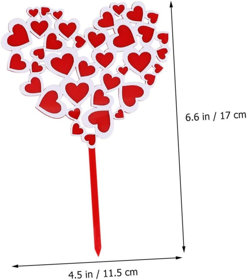 10pcs Red Heart Shape Cake Toppers Cake Inserts 3d Double-layer Heart and Love Design Non-edible Dessert Decoration for Valentine’s Day Birthday Party - Image 2