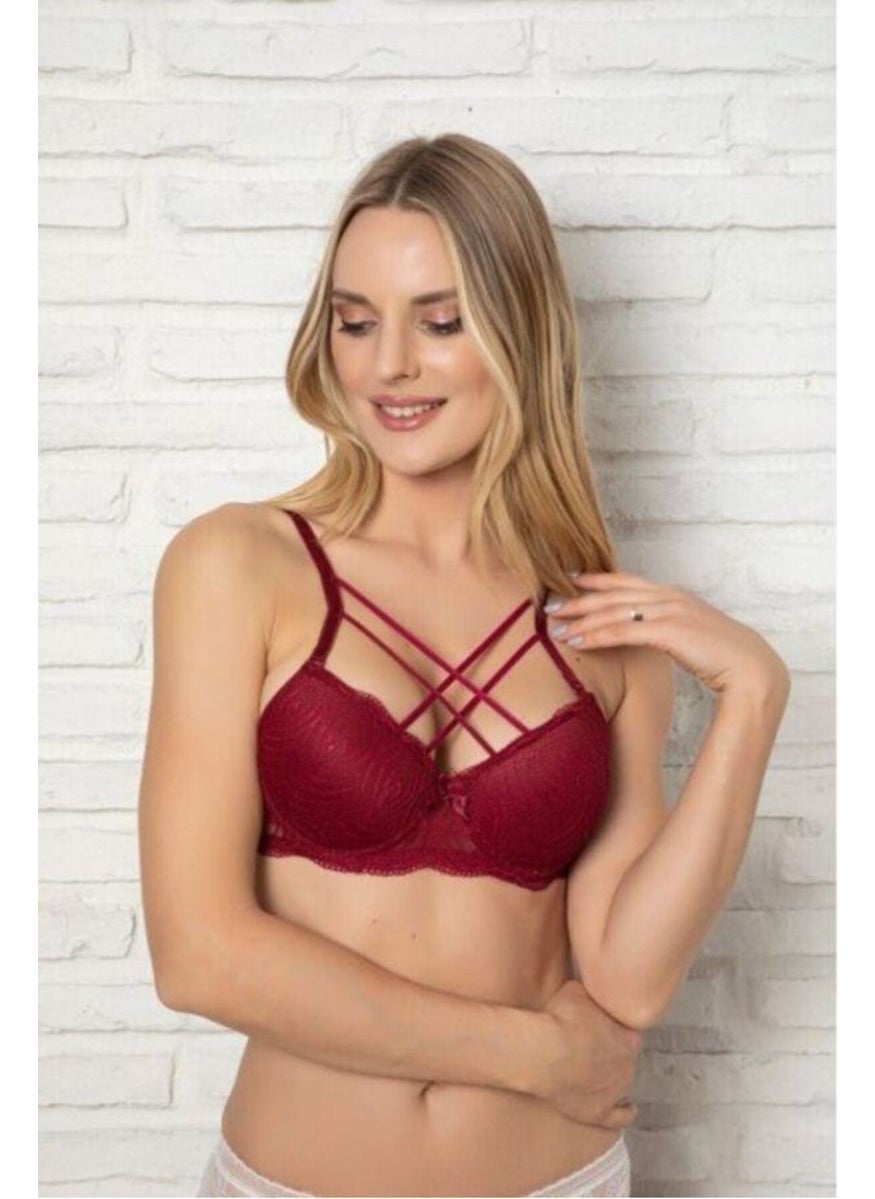 Nivene - Women's Padded Lace Underwire Cross Double String Bra - Image 1