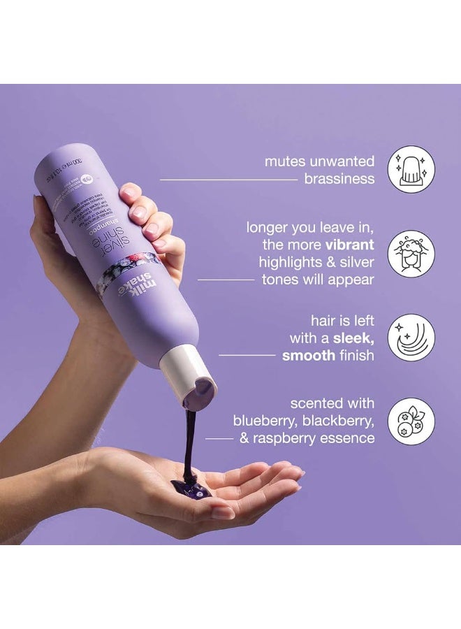 ميلك شيك شامبو ميلك شيك سيلفر شاين بيربل للشعر الأشقر، تونر أشقر للشعر النحاسي 100% خالٍ من SLES، 10.1 أونصة سائلة - Image 1