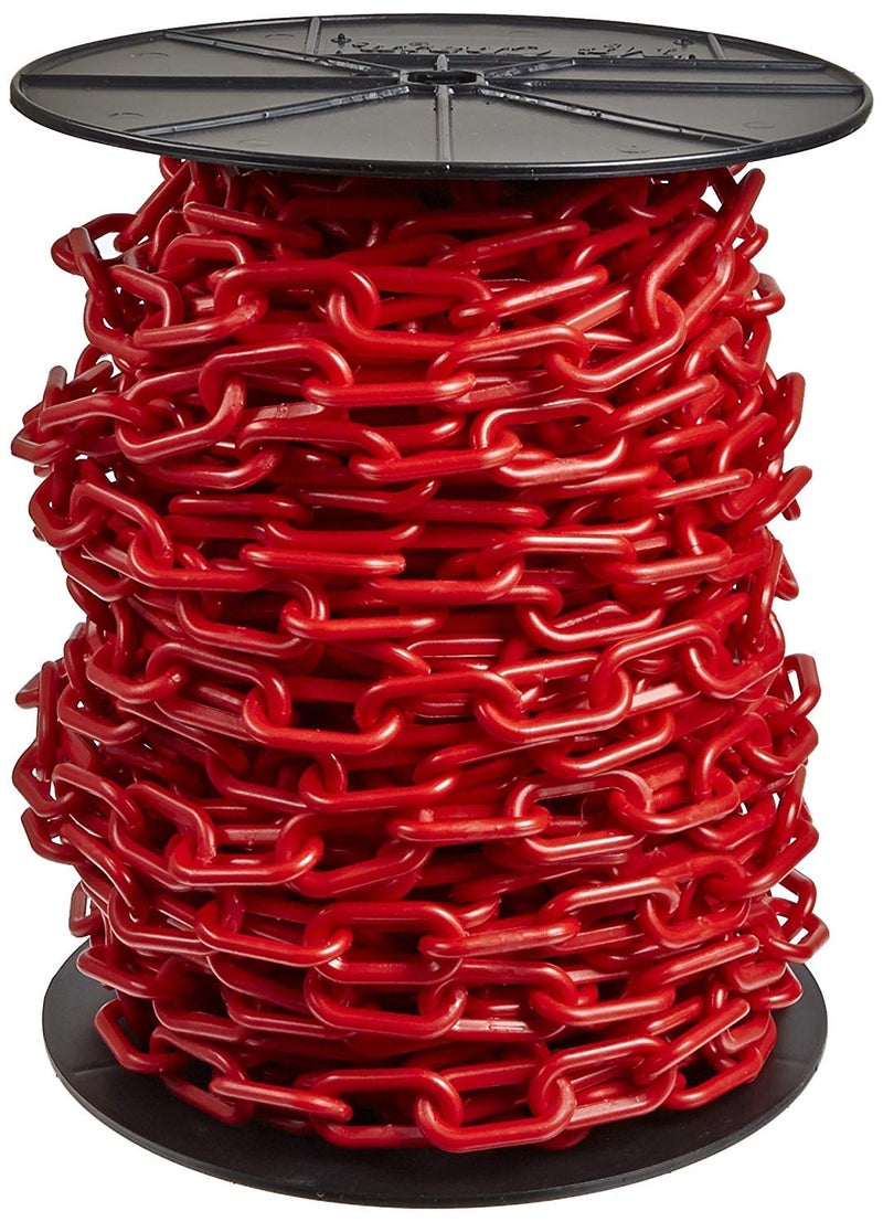 Mr Chain Plastic Barrier Chain Reel Red 15Inch Link Diameter 200Foot Length 30105