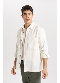 Man Regular Fit Polo Neck Woven Long Sleeve Shirt