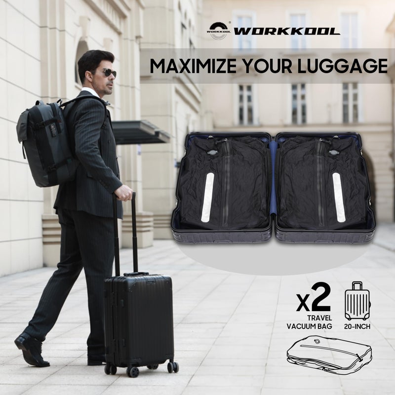 WORKKOOL 41L Vacuum Packing Cubes for Travel with Pump,Waterproof Travel compression bags for Suitcase, Luggage, Backpack with Manual Air Pump(Black,Large Volume 41L,2-PACK) - Image 2