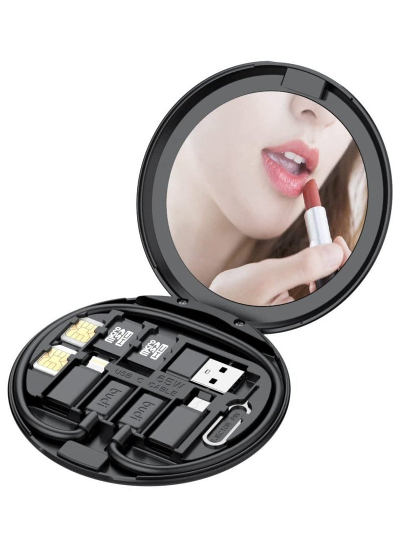Mini Mirror SD CF Card Reader 11 in 1 TF Memory Card Adapter Camera Card Reader Digital Beauty Gadget Storage case USB C Type Charging and Data Transfer case - Image 2