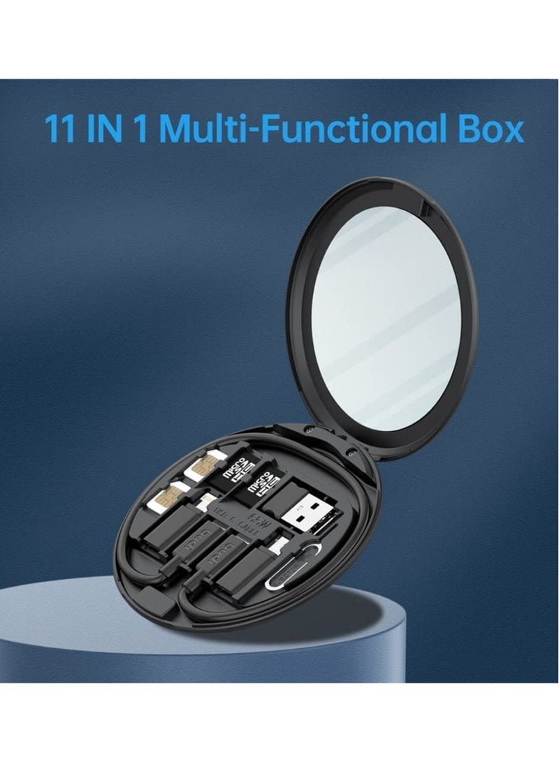 Mini Mirror SD CF Card Reader 11 in 1 TF Memory Card Adapter Camera Card Reader Digital Beauty Gadget Storage case USB C Type Charging and Data Transfer case - Image 5