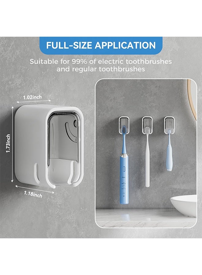Toothbrush Holders for BathroomInnovation Single Slot Design. 2PCS Toothbrush Holder Wall Mounted with Cover for Shower, Single Toothbrush Dispenser Storage Organizer for Family & Travel - Image 5