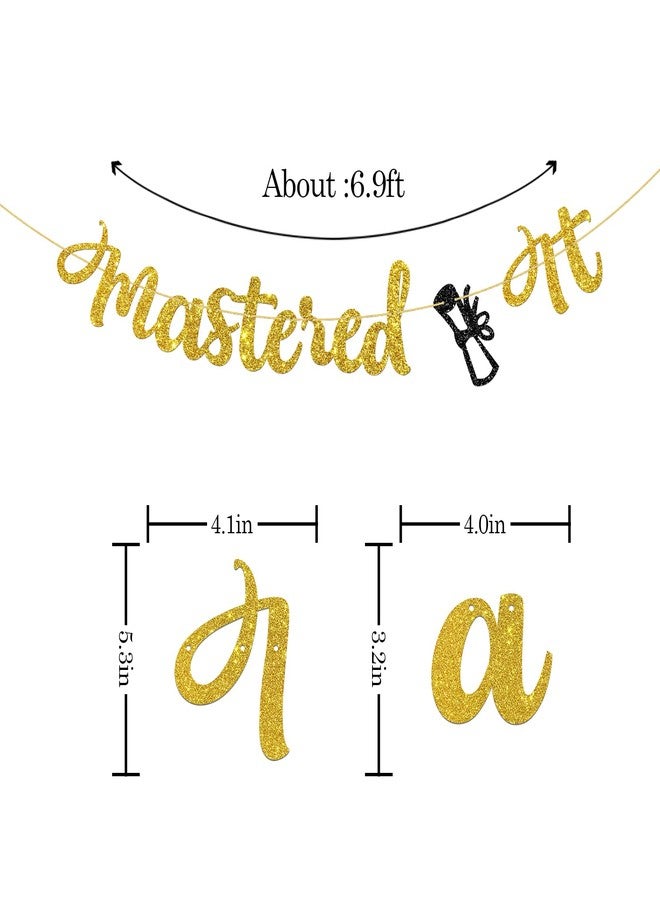 WeBenison Mastered It Banner College Graduated Party Banner Congrats Master High School Graduation Party Decorations Gold Glitter - Image 2