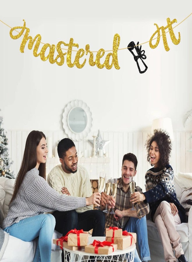 WeBenison Mastered It Banner College Graduated Party Banner Congrats Master High School Graduation Party Decorations Gold Glitter - Image 5