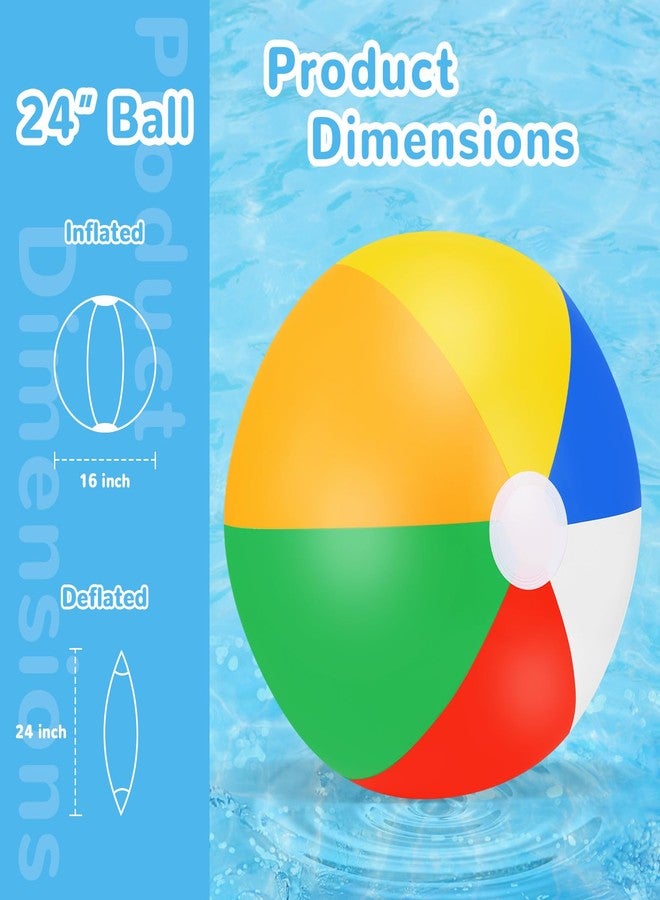 TPCHOIE Large Beach Ball,8 Packs 24" Large Rainbow Beach Ball Bulk, Inflatable Pool Toys for Party Supplies Decorations, Adults Kids Birthday Luau Summer Beach Water Games Beachballs Party Favors (8 PACK) - Image 2