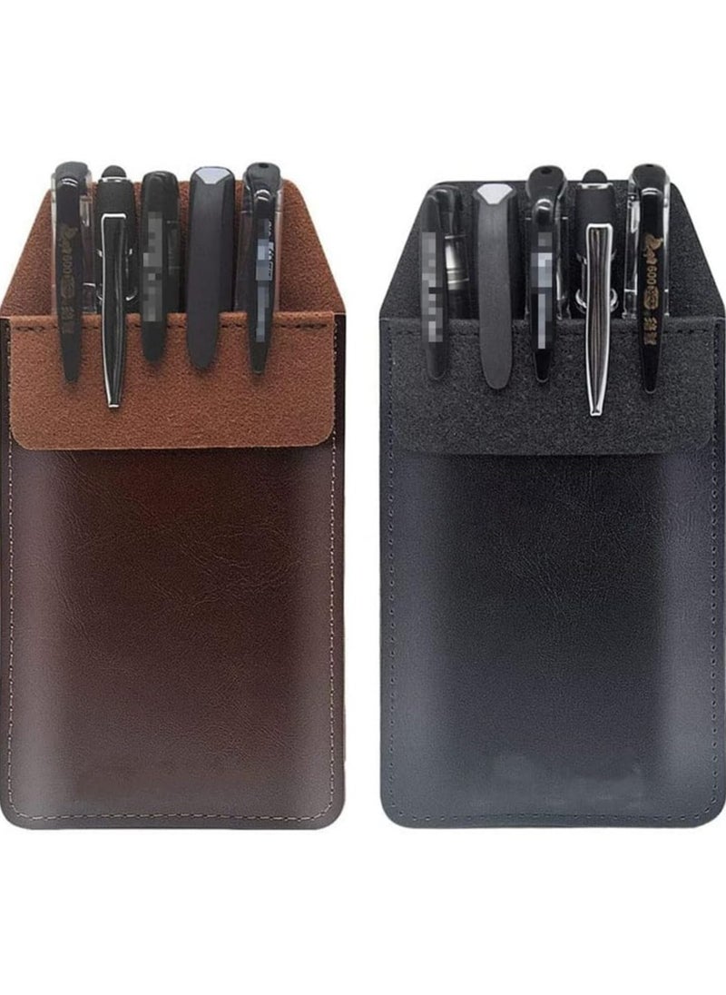 Oasisgalore - 2pcs Leather Pen Pocket Protector for Shirts and Coats (Black & Brown) - Image 1