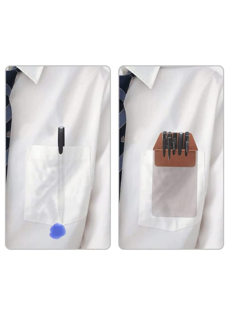 Oasisgalore - 2pcs Leather Pen Pocket Protector for Shirts and Coats (Black & Brown) - Image 1