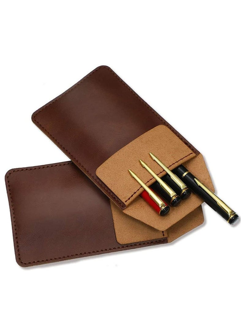 Oasisgalore - 2pcs Leather Pen Pocket Protector for Shirts and Coats (Black & Brown) - Image 1
