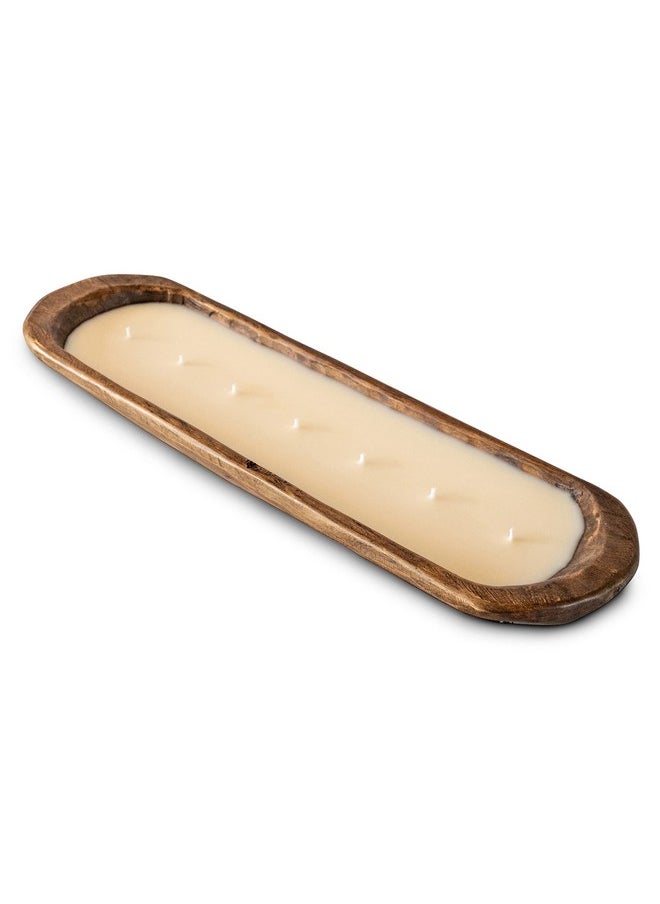 MAINEVENT Wooden Dough Bowl Candle 20 Inch, Farmhouse Dough Bowl Candle, Table Centerpiece Wooden Dough Bowl Soy Candle, Wooden Bowl Candle Boat Wooden Candle Bowl, Bread Bowl Candle, Farmhouse Candle  - Image 4