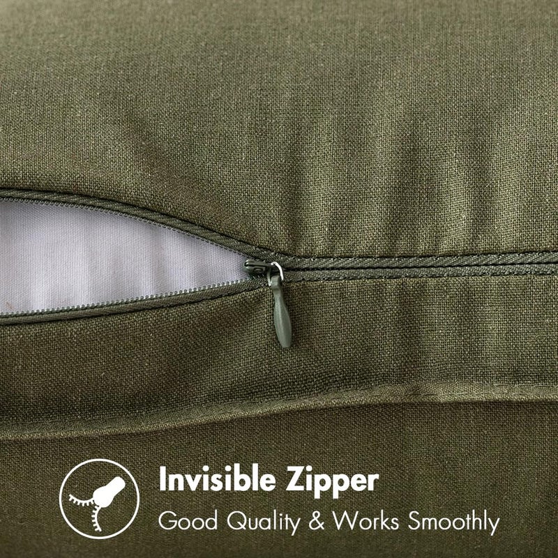 ميولي Miulee Pack of 2 Olive Green Pillow Coverings 24x24 بوصة الأريكة الزخرفية أغطية وسادة أغطية وسادة من الكتان الزنبرك - Image 3