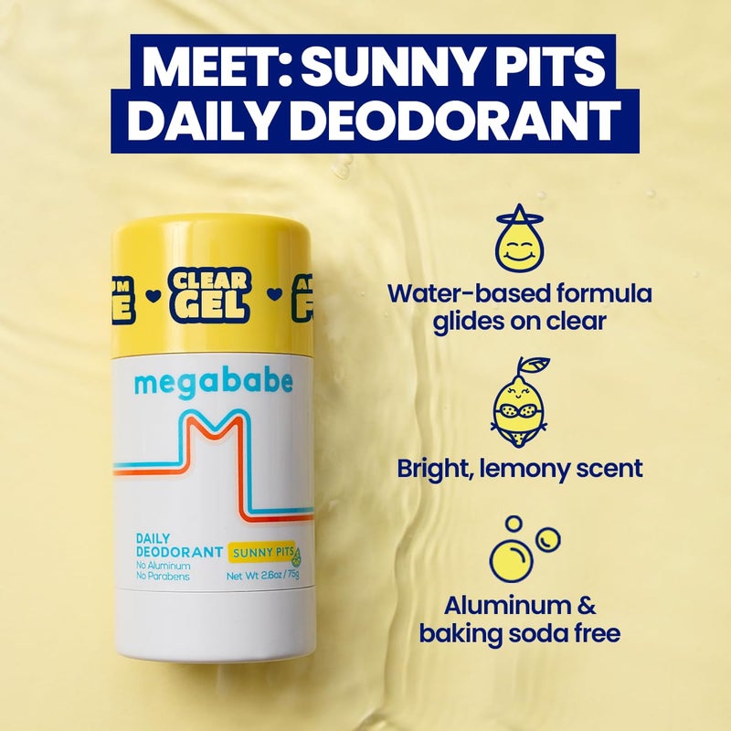 Megababe Daily Deodorant - Sunny Pits | Holiday Gifts for Women | Aluminum-Free, Clear & Clean | 2.6 oz - Image 2