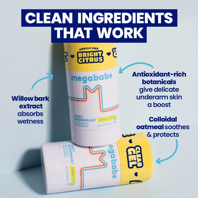 Megababe Daily Deodorant - Sunny Pits | Holiday Gifts for Women | Aluminum-Free, Clear & Clean | 2.6 oz - Image 3