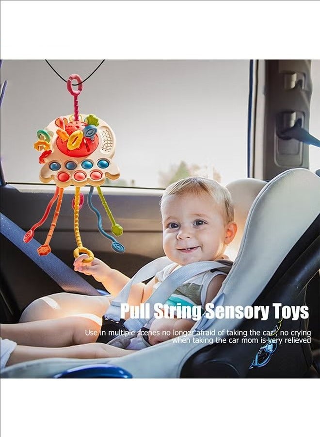 BLOOMING TIME Montessori Drawstring Children's Toys 6-12 Months Old, Teether Early Education For Babies, Baby Educational Fun Finger Pumping Fun, Can Be Pressed And Chewed, Red - Image 2