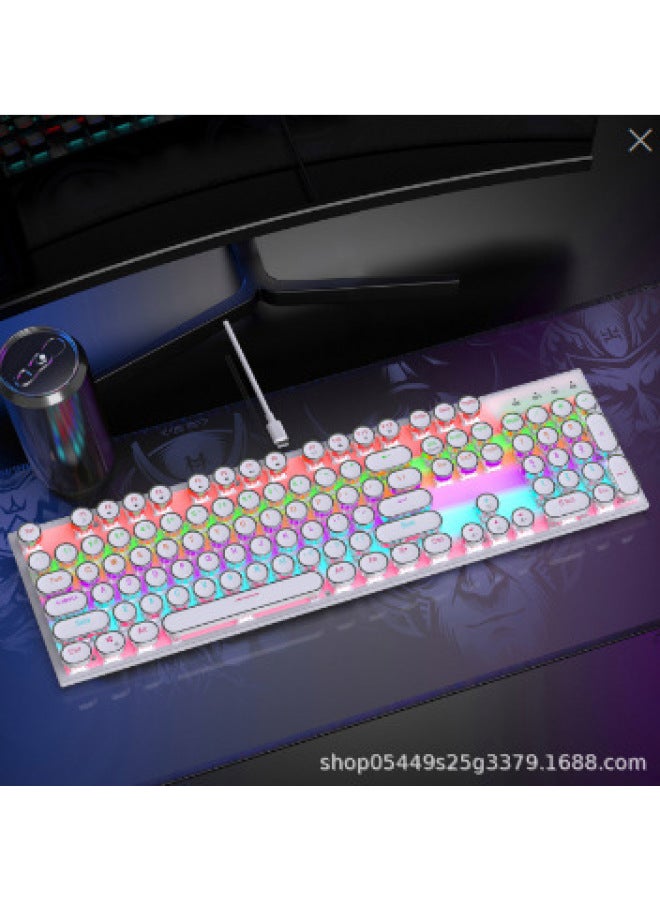 Direct Vintage Punk Electroplated K Three-mode Rgb Wired Keyboard And Mouse Mechanical Keyboard Computer Gaming