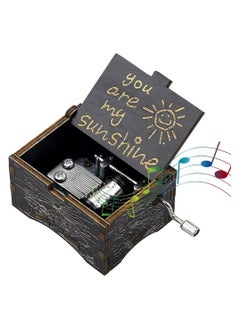 Oasisgalore You are My Sunshine Vintage Wooden Engraved Music Box  with Hand Crank  - Image 1