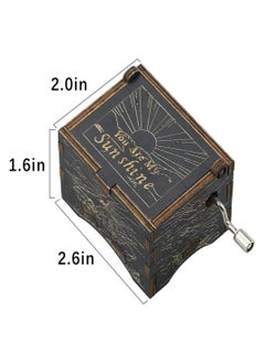 Oasisgalore You are My Sunshine Vintage Wooden Engraved Music Box  with Hand Crank  - Image 2