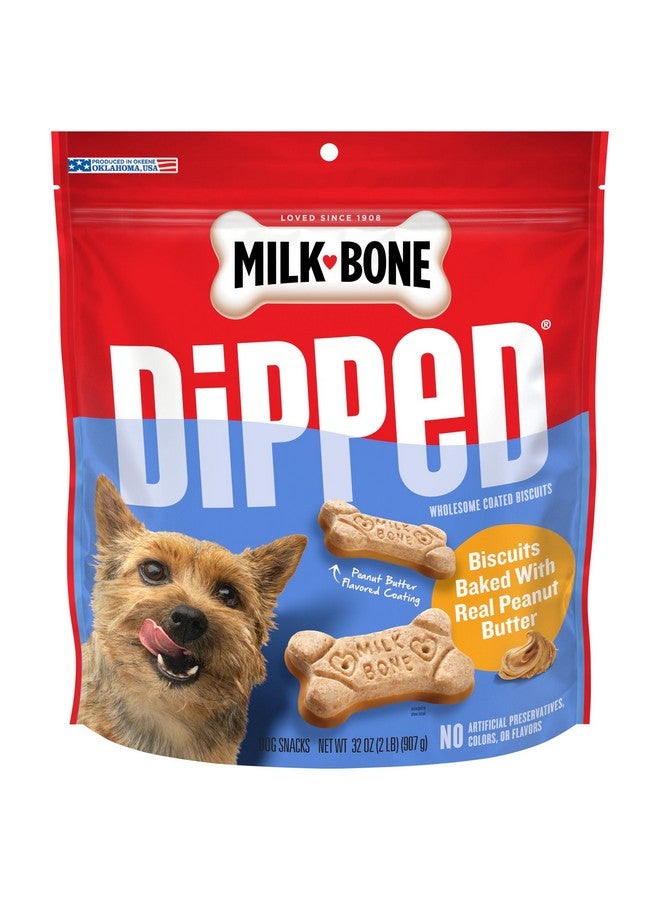 MILK-BONE Dipped Dog Biscuits Baked With Real Peanut Butter, 32 Ounces  - Image 1