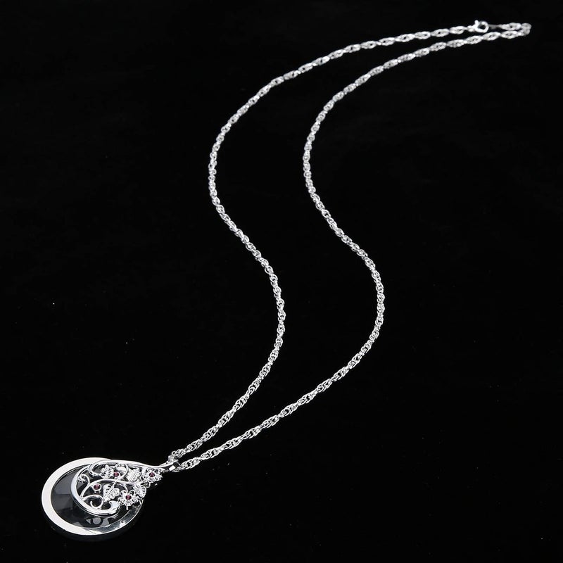 woobles Magnifying Glass, 4.5X Necklace Magnifying Glass Metal Portable Magnifier Chain Pendant Elegant and Stylish Appearance Simple Design Beautiful and Practical for Reading(Silver) - Image 3